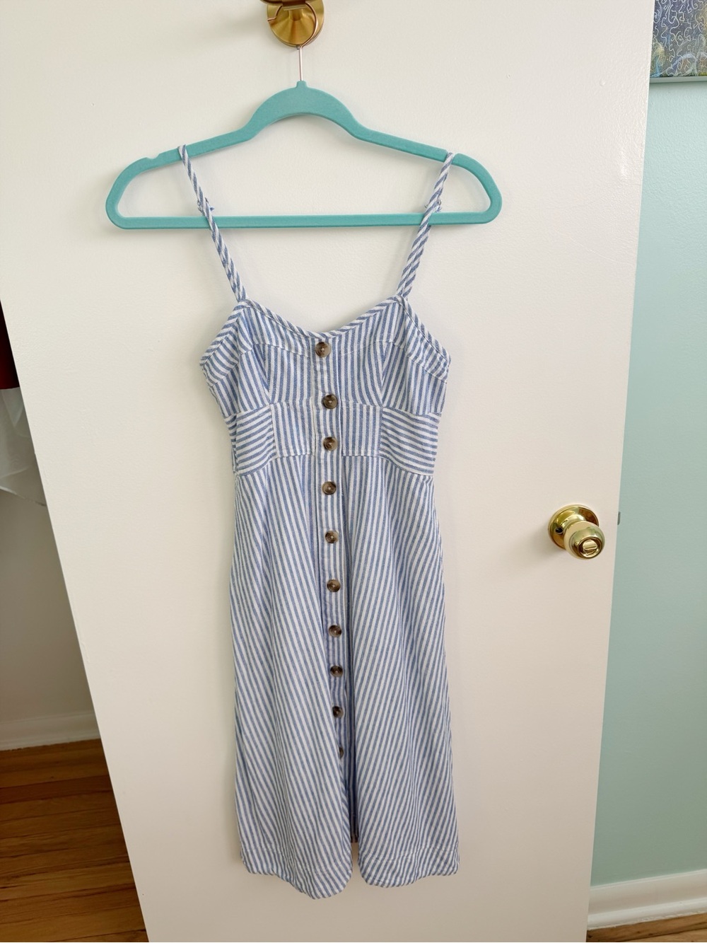 TARGET Universal Thread Blue Striped Linen Dress, Size XS